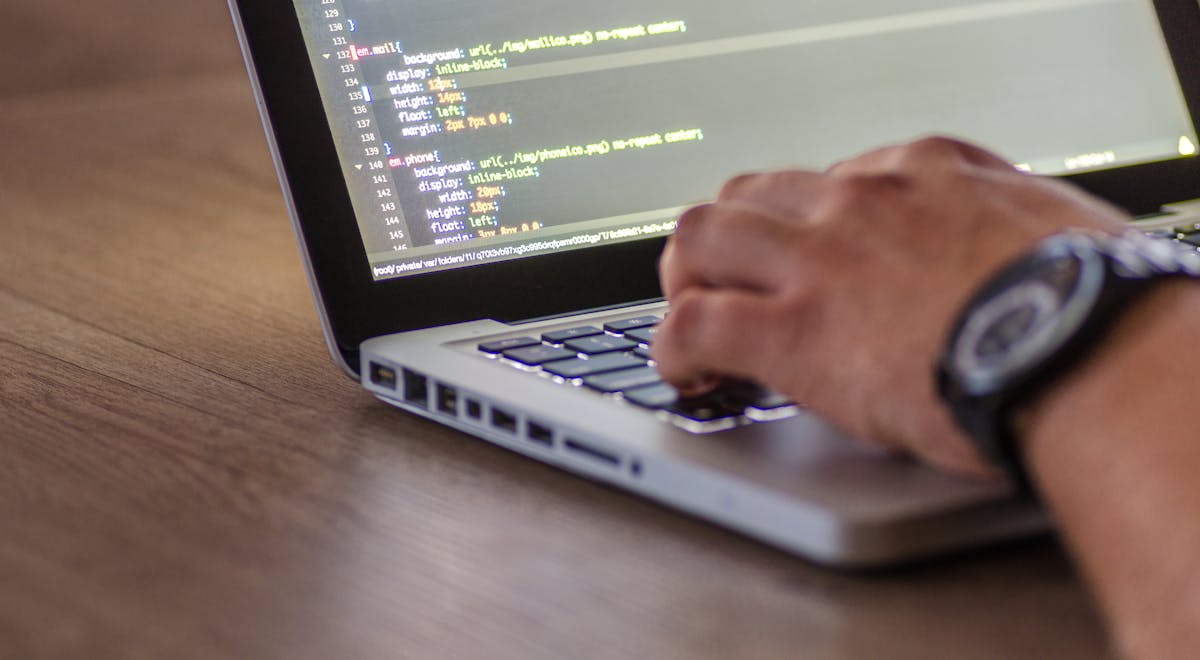 Laptop workspace focused on website and search content execution.